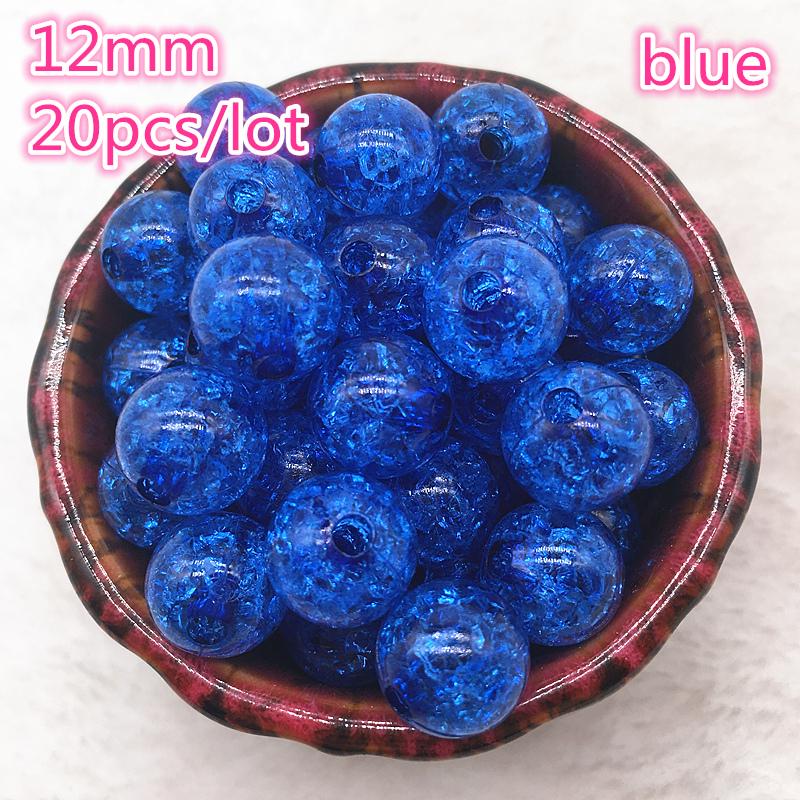20pcs 12mm Multicolor Round Acrylic Crackle Bead Loose Spacer Beads For Necklaces Bracelets Jewelry Making