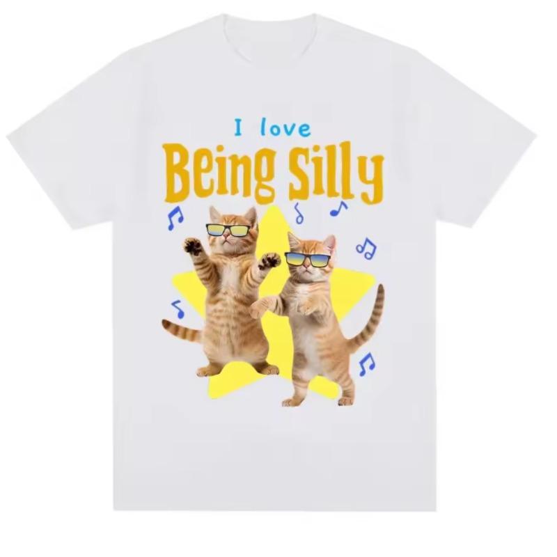 

I Love Being Silly Funny Cat Meme T Shirt Unisex Women Casual Cotton Tshirt Cotton Short Sleeve Oversized Tshirts Tops Streetwear S