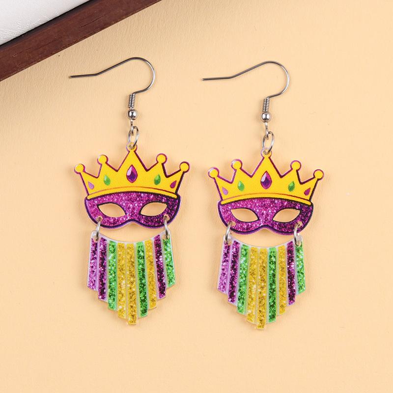 Boucles d'oreilles Masque Boucles d'oreilles Confortables en Acrylique Boucles d'oreilles Couronne Intriquées Pour Fête de Carnaval Célébration de Festival Femme