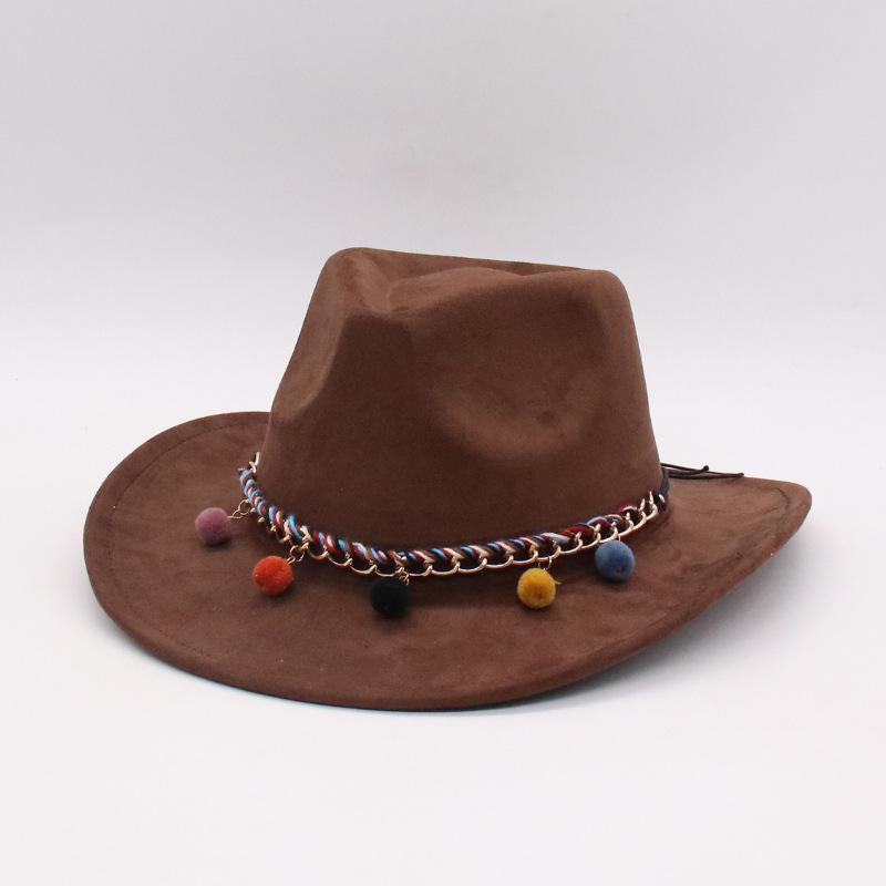 

European And American Flat-Brimmed Jazz Woolen Hat Women S Amazon Flat-Brimmed Woolen Top Hat Women S New Autumn And Winter Felt Hat one size (j peach cow)