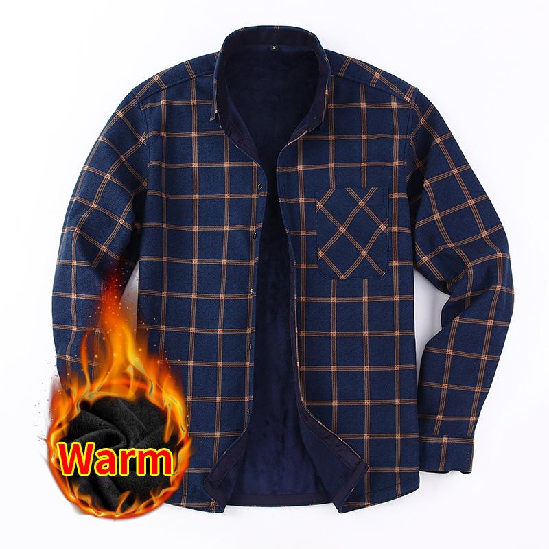 New Autumn/Winter Collection: Fleece-lined, Thickened Casual Warm Shirt for Men – Long-sleeved, Plus Size, Collared, Business Style