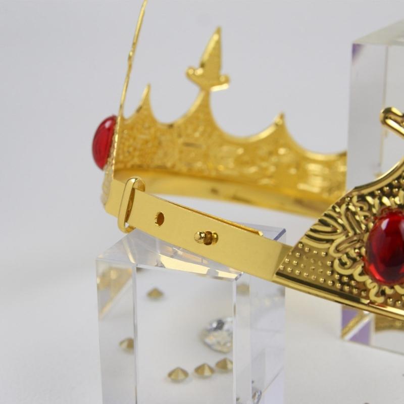 Luxurious Regius Crowns Antique Gold King Crowns Crystal Medieval Headwear for Costume and Performances
