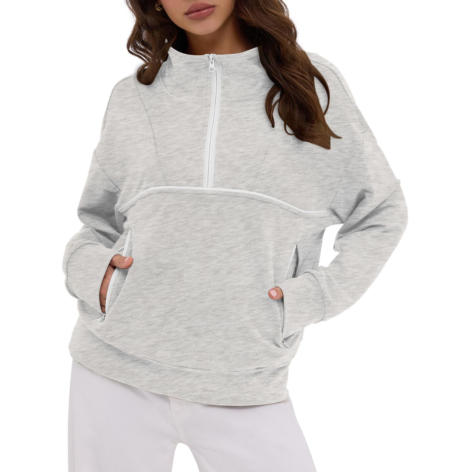

Fashionable women s casual long-sleeved hooded sweatshirt L