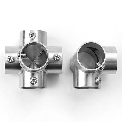 1Pc Tee Straight Elbow Pipe Connector Stainless Steel 2/3/4/5/6 Way Tube Joint 25mm Clothesline Shelf Joints Furniture Hardware