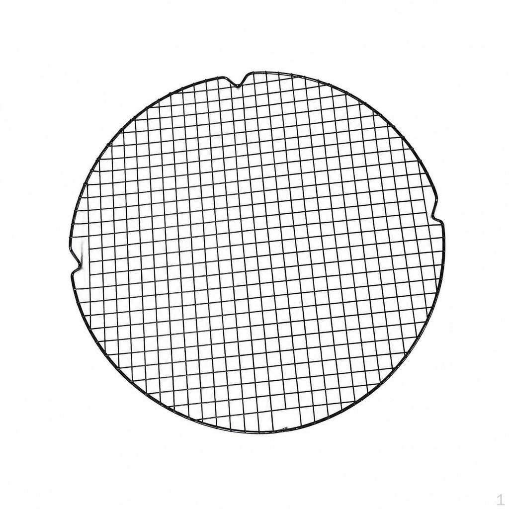 Black Carbon Steel Cooling Rack, 33cm Round NonStick for Cake & Cookie, Kitchen Baking Rack