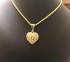 Hip Hop Unique Design Gold Nugget Diamond Cut Heart Shaped Charm Pendant Necklace for Women/Men Jewelry