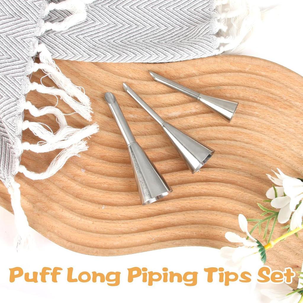 Stainless Steel 430 Piping Tips Set for Cream Puffs – Small/Medium Cake & Flower Baking Tools