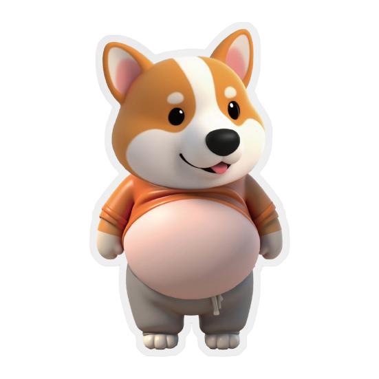 Yousheng Elastic Belly Dog Sticker Anxiety Stress Relief Cartoon Dog Decal with Fat Belly Pinch Belly Puppy Toy DIY Self-adhesive Animal Sticker