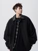 Men's Plaid Patchwork Casual Jacket - American Style Two-Piece Design for Spring and Autumn