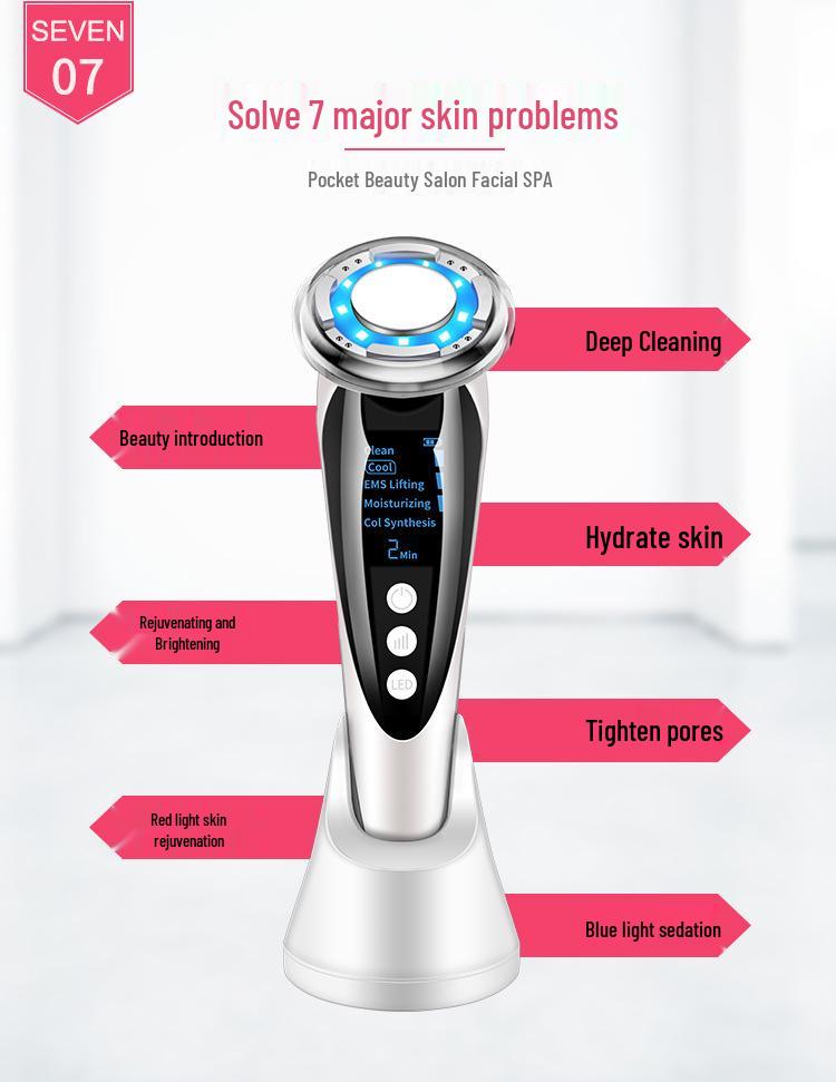 Red & Blue Light Cold/Hot Beauty Device with EMS Lifting and Thermal Conduction for Skincare