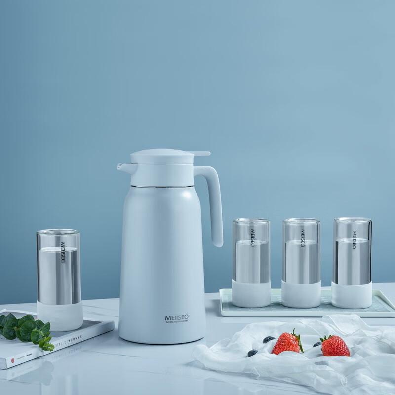 

Basiting MEIISEO 2L Stainless Steel Thermos Pot & Glass Cup Set