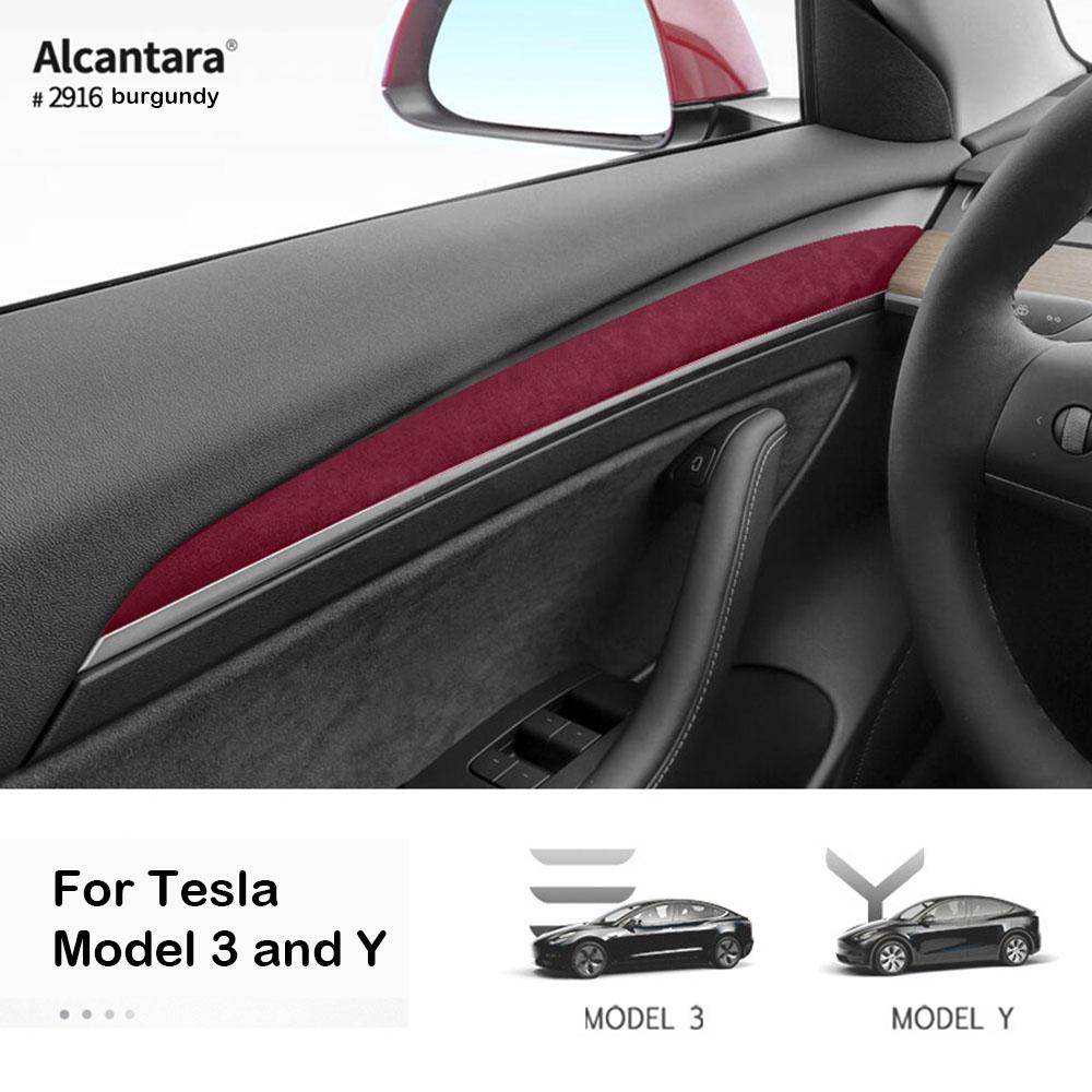 For Tesla Model 3/Y Car Door Panel Sticker Suede Door Panel Modification Scratch Resistant Decorative Sticker