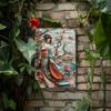 Japanese Geisha Metal Wall Art  Vintage Oriental Style D Relief Sculpture with Umbrella  Floral Design Decorative Plaque for