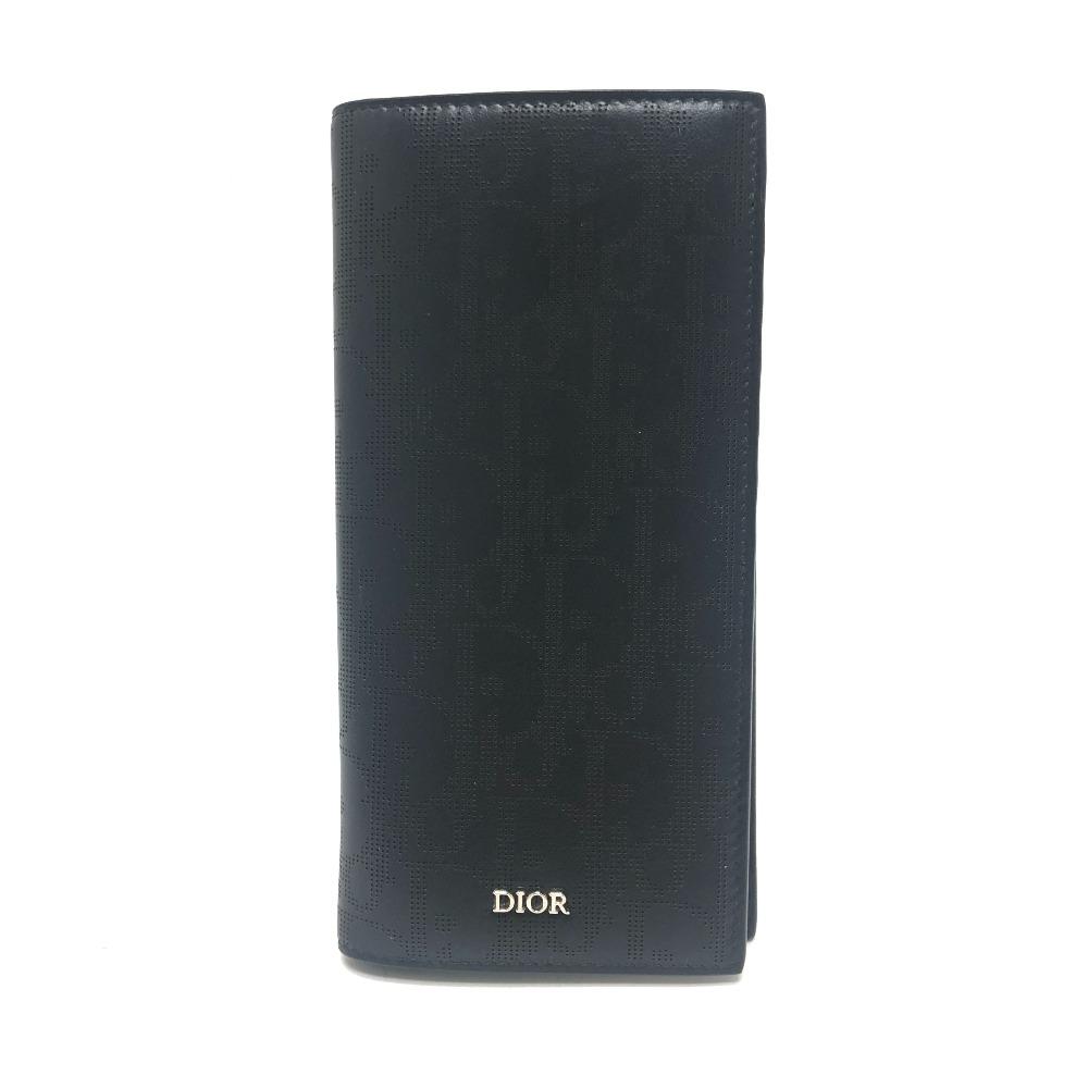 Dior Punching of League Bifold Long Wallet Leather Black/SilverHardware