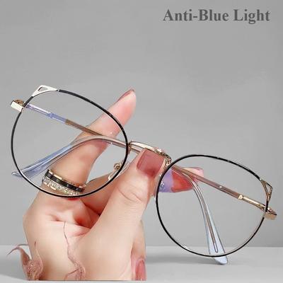 Women Anti Blue Light Glasses Computer Blue Blocking Gaming Big Size Moon Cat Eye Eyeglasses Frame Glasses Women