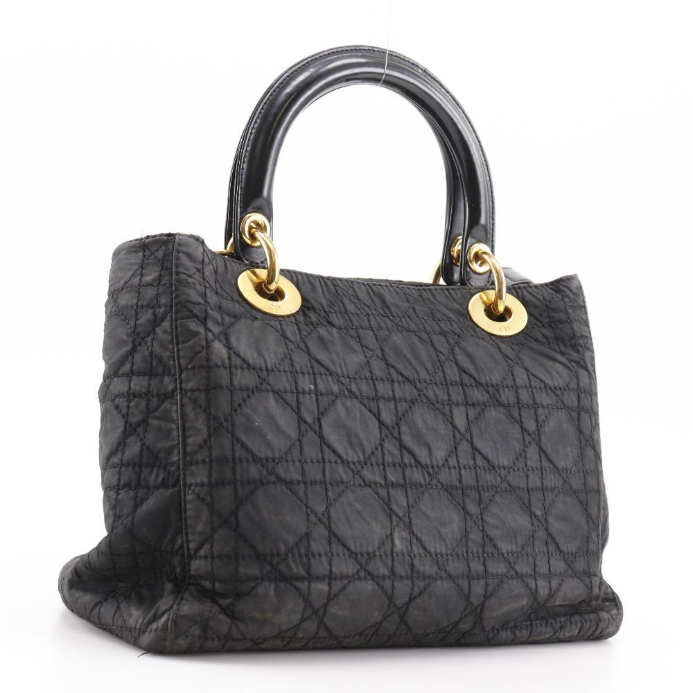 Dior Lady Dior Handbag Canage 2WAYShoulder black Nylon Women Used