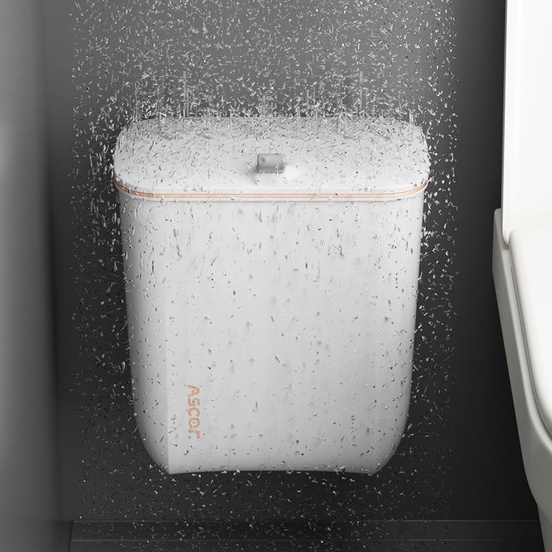 Wall-Mounted Bathroom Trash Can with Lid - Stylish, High-Capacity Design for Living Room and Bathroom