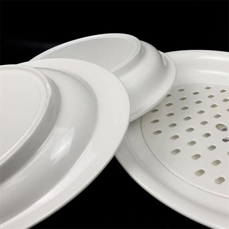 Large Melamine Round Draining Dumpling Plate