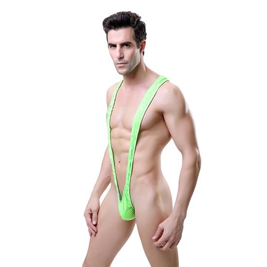 Mankini Solid Color/Leopard Print Stretchy Sexy Men Solid Color Sling Swimsuit for Summer