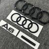 v6 A6 2020-2023 4 Ring logo ABS Black Car Hood Front Bonnet Grill Rear Trunk Emblem Sticker A6 mark Quarrto Emblem6v