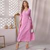 Stylish Ethnic V-neck Hand Sewing Drill Wrap Dress Fashionable Diamond Wrap Dress
