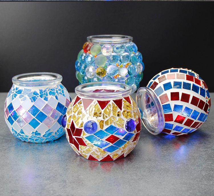 Handgemachtes DIY Glasmosaik Kerzenhalter Vase - Kreatives Eltern-Kind-Lernspielzeug, Perfekt für Geburtstagsgeschenke