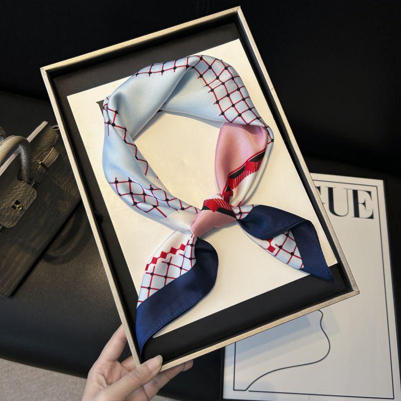 Dekorativer Seidenschal mit einfacher Textur für Damen im neuen Stil für Frühling und Herbst, Sommermode, vielseitiger Kopftuch, Arbeitsschal