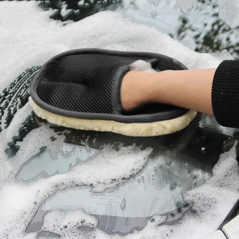 Thickened Fleece-Lined Car Wash Wool Gloves – Cleaning Brush for Cars, Motorcycles & Vehicle Beauty Care