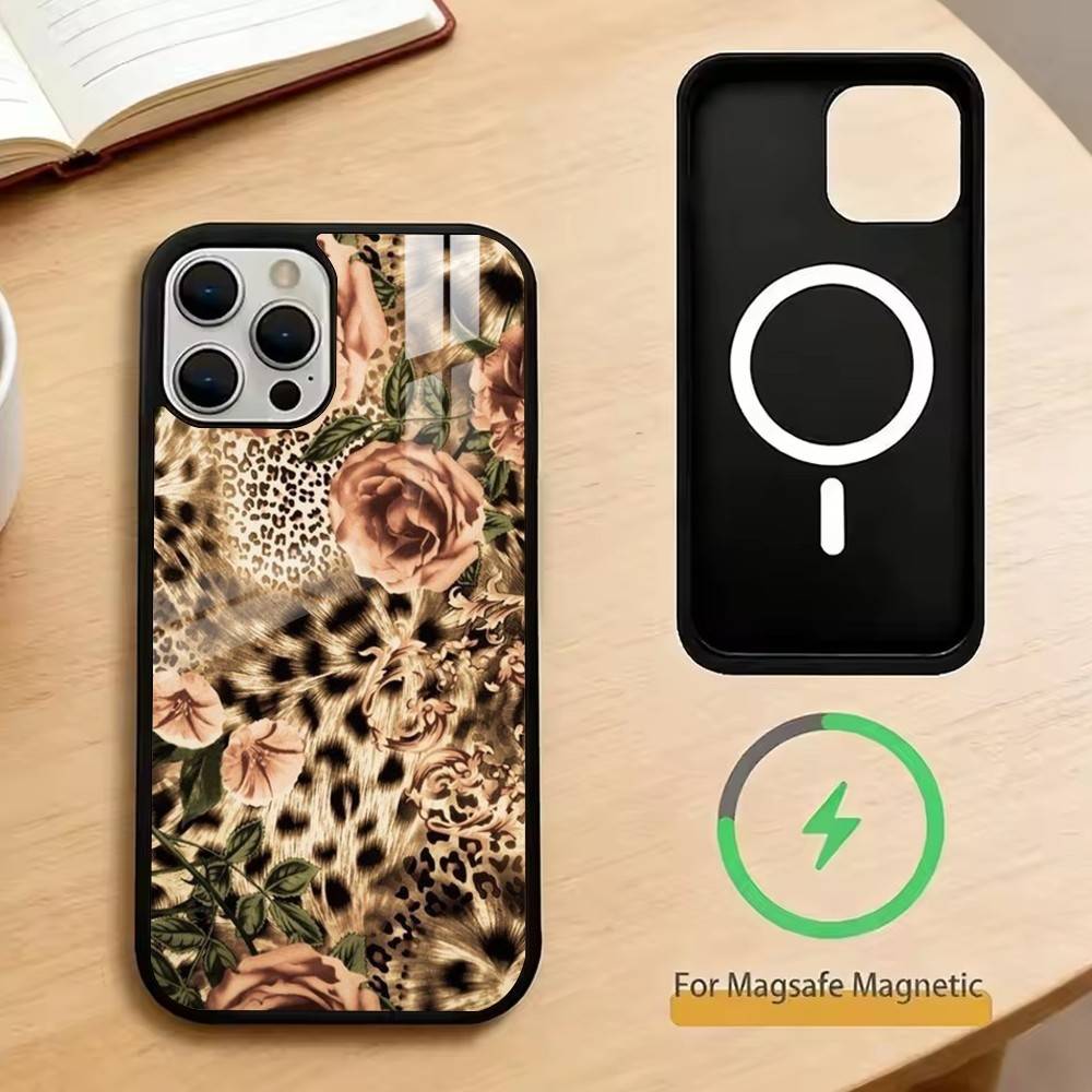 Leopard Print Tiger Skin   Phone Case For iPhone17,16,15,14,13,12,11 Plus,Pro Magnetic For Magsafe Wireless Charging iPhone13PROMAX