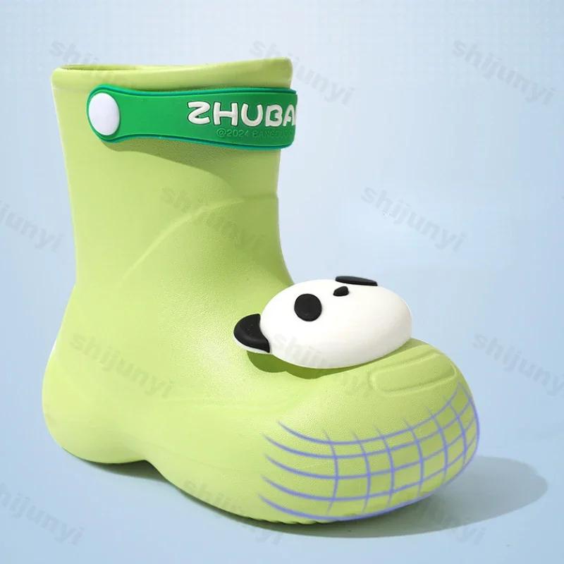 Fashion 2024 New Children's Rain Boots Boys and Girls Baby Water Shoes Summer Cartoon Panda Outdoor Anti Slip Waterproof Child Rain