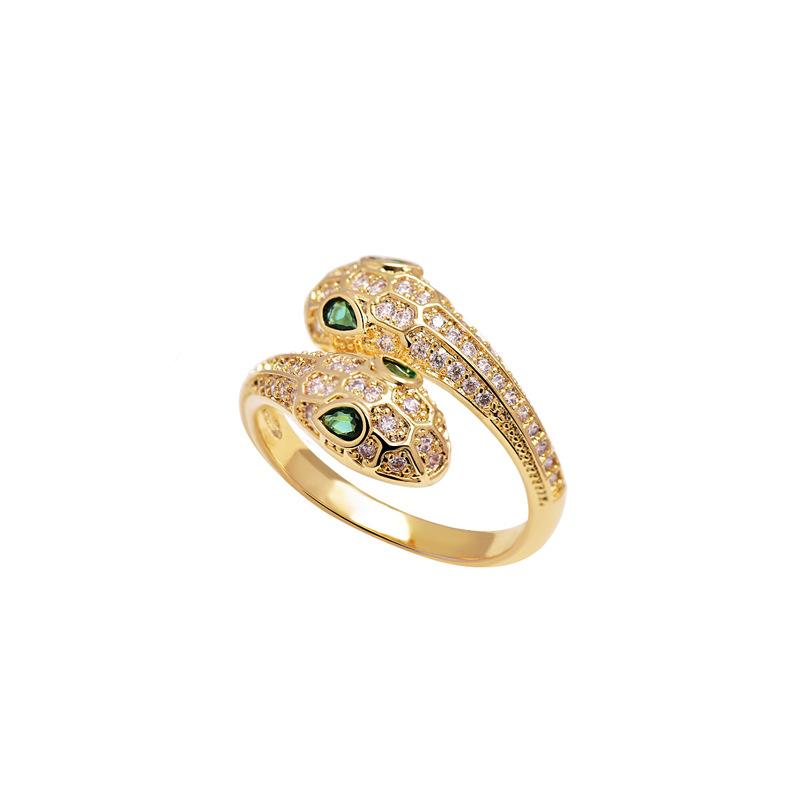 

Кольцо в форме змеи Стильное для женщин Винтажная медная бижутерия со сверкающими камнями Циркон StyleB