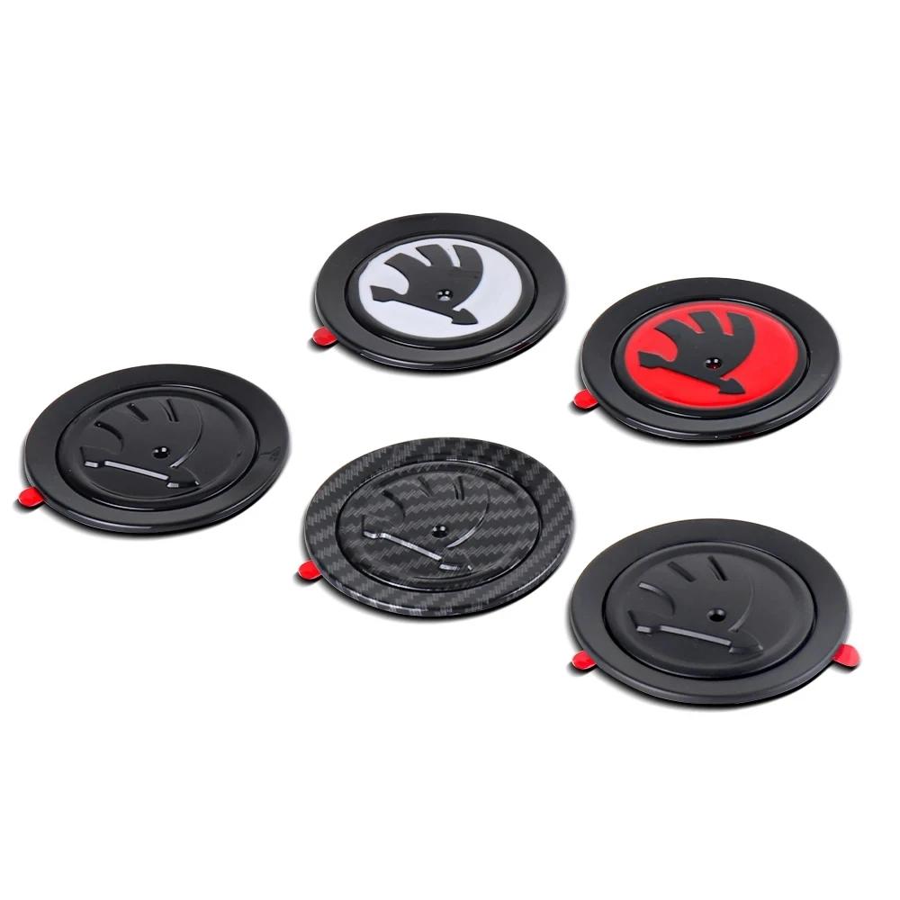 ABCDGE1 ABS Car Steering Wheel Emblem Badge Sticker Decals For Skoda Octavia Superb Rapid Kodiaq Karoq Fabia Kamiq Enyaq Citigo Vision