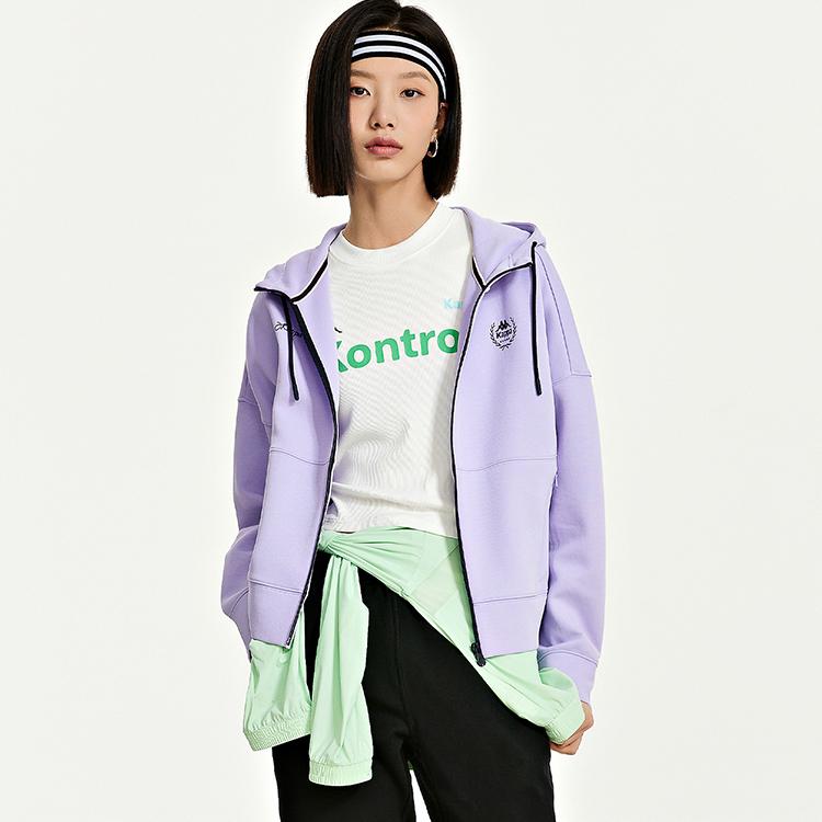 Kappa Knit Cardigan With Hood And Drawstring Casual Long Sleeve Sweatshirt Women sweatshirt K0D62MK27