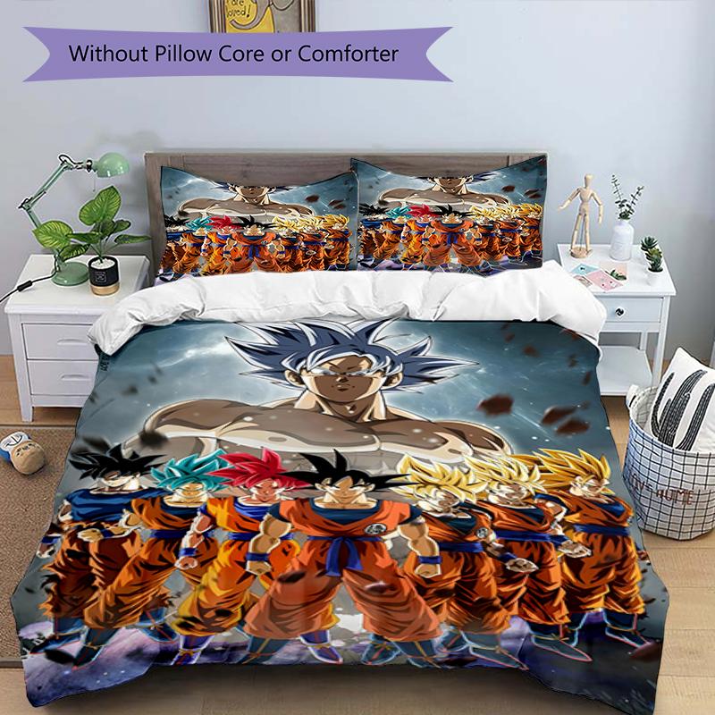 3pcs Dragon Ball3 Design Cover Set - HD Printed Bedding with 1 Cover and 2 Pillowcases - Perfect for Home and Dorm Decor