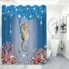 Sparkling Blue Glitter Seahorse Underwater World Waterproof Shower Curtain