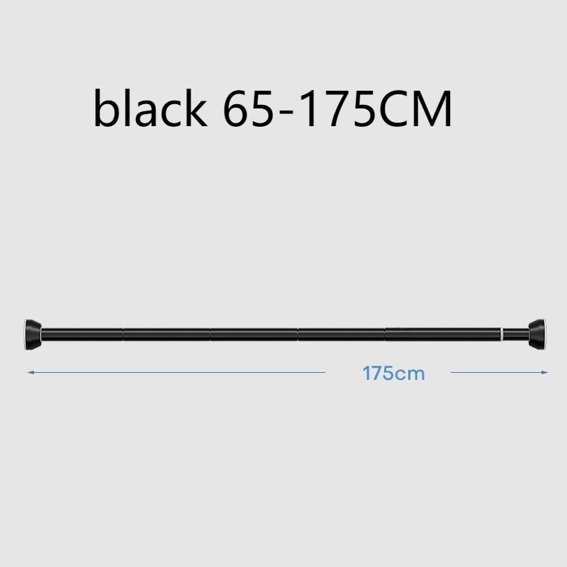 Schwarz 65-255cm Verstellbarer Edelstahl Wäscheständer Bohrfreie Teleskopstange Vorhangstange für Balkon Badezimmer