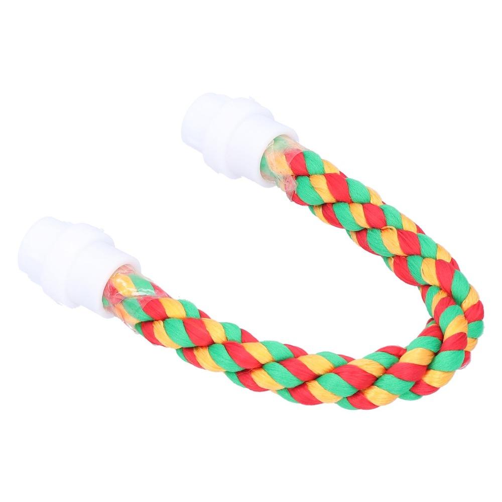 Colorful Design Cotton Rope Perch Adjustable Length U Shape Stand Bird Climbing Toy  For Parrots