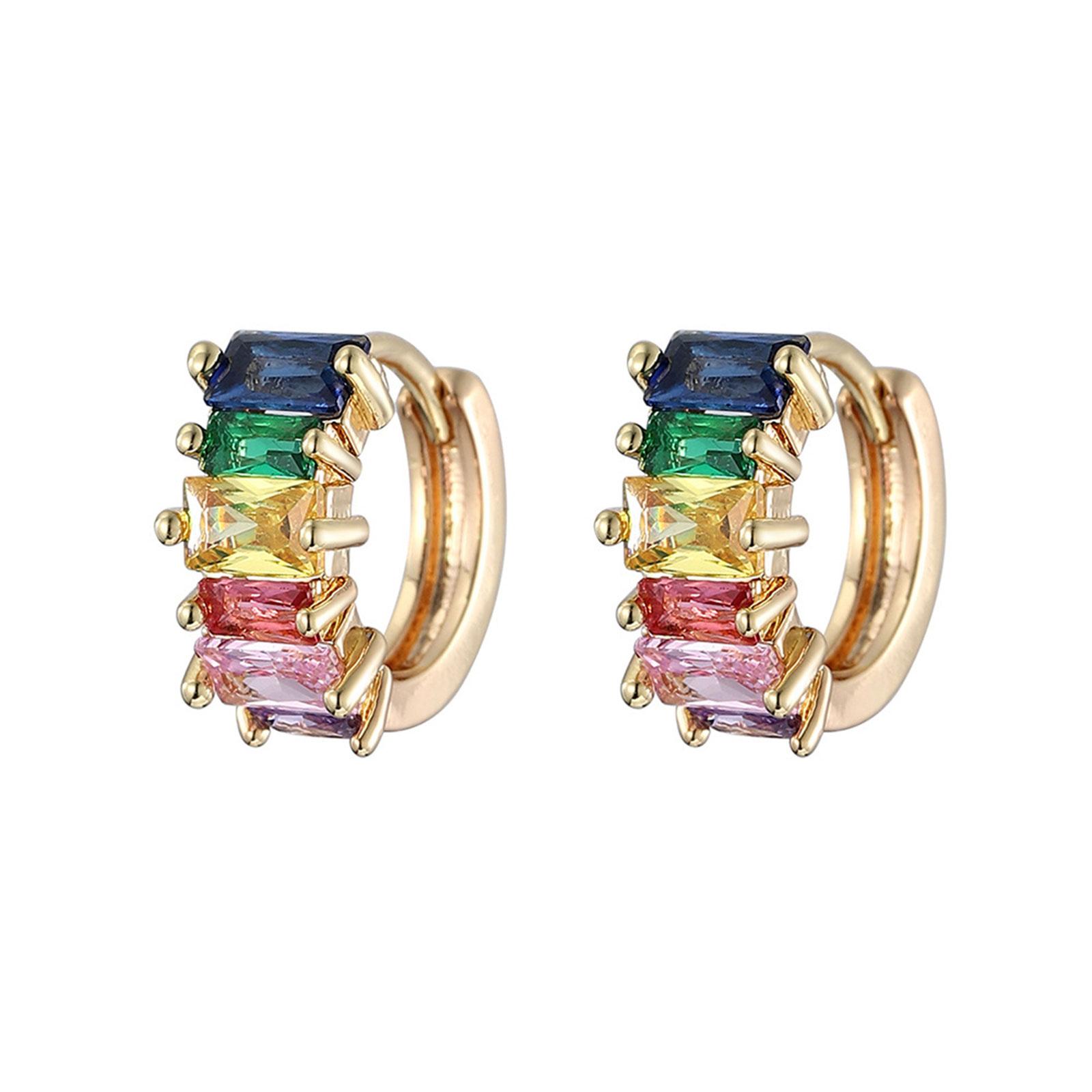 

Zircon Hoop Earrings Clip-on Huggie Hoop Earrings Women Charm Earring Jewelry Accessories for Valentine Anniversary Gift 1