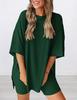 2025 Spring/Summer Loose Casual Solid Color Short-Sleeved Top and Shorts Set