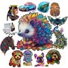 High Quality Hedgehog Jigsaws DIY Wood Jigsaw for Kids Adult Dog Wooden Animal Puzzle Brain Twister Intelligent Toys Home Deco