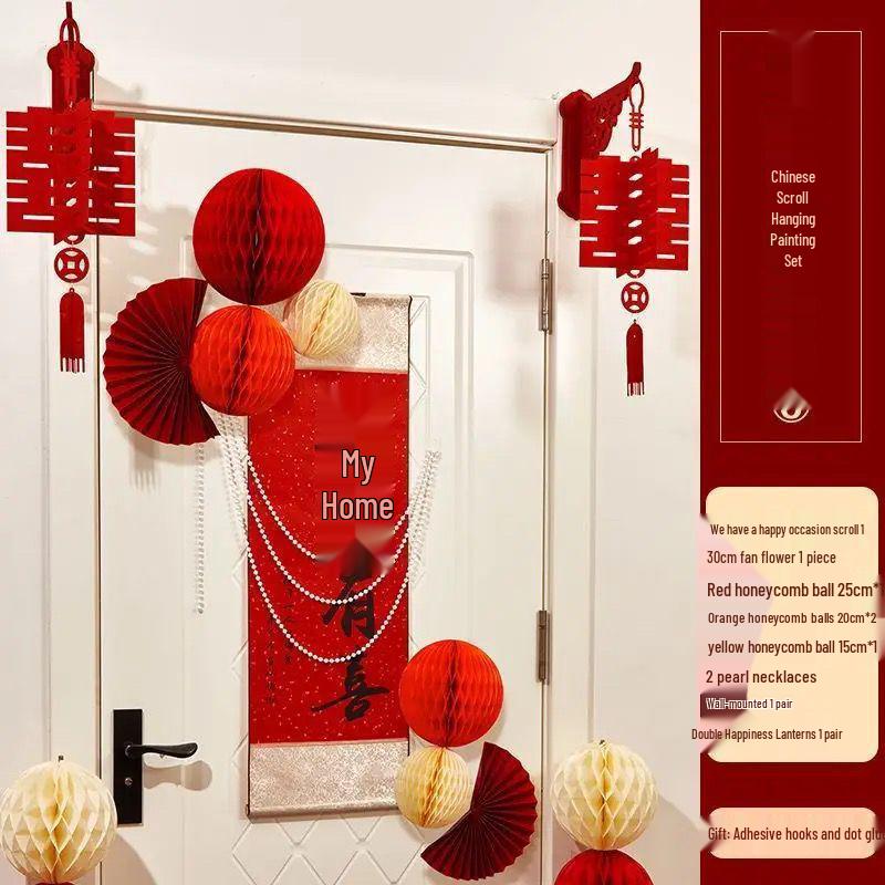 Wedding Room & Door Decoration Set: Joyful Bride and Groom Double Happiness Stickers