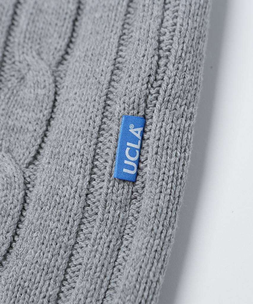 UCLA Unisex Round Neck Cable Knit [M-Grey](Uzalk8A_51)