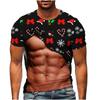 3D printed Christmas T-shirt men's round neck short sleeved Christmas pattern T-shirt ugly Christmas top men's gift