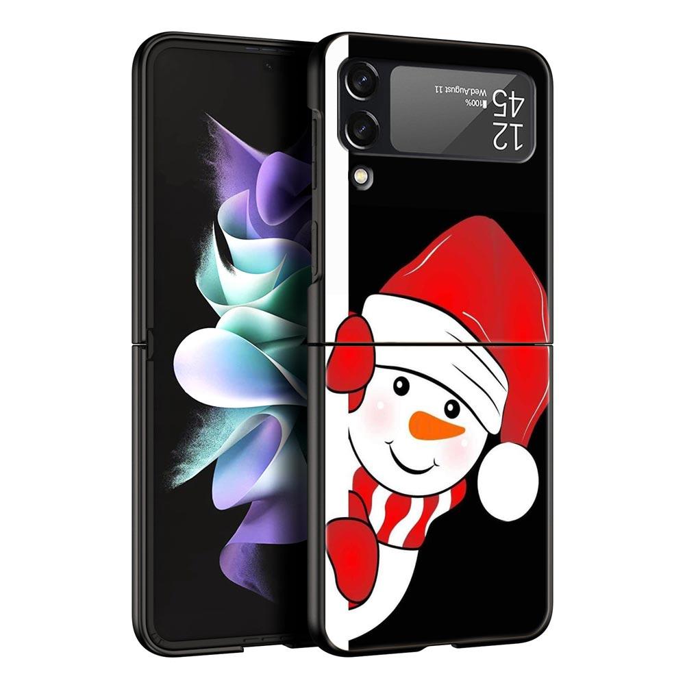 Christmas Cute Cartoon Z Flip 4 Phone Case For Samsung Z Flip 3 5G Black Hard Shell Galaxy ZFlip3 ZFlip5 Cover Folding Luxury