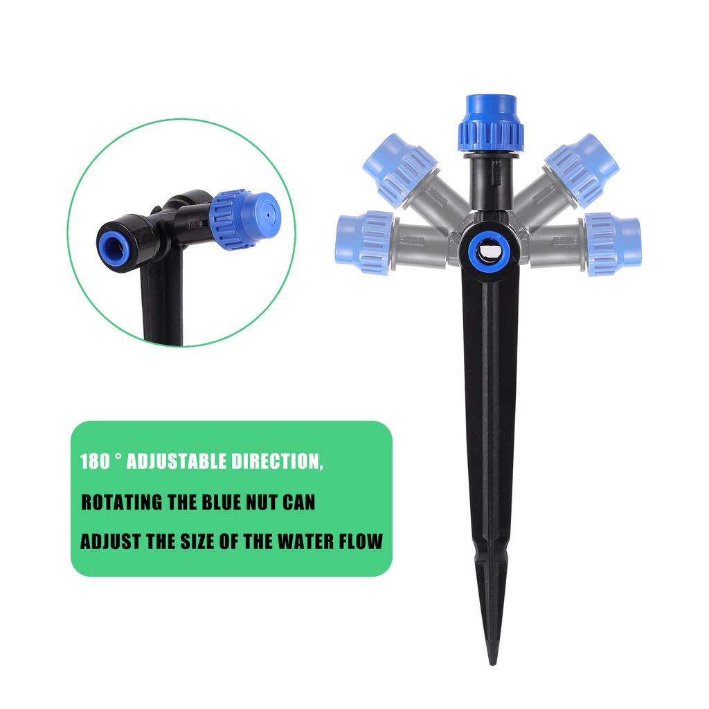 10pcs Adjustable Bracket 8 Hole Sprinkler 180° Rotatable Micro-spray Droplet Emitter Watering Sprinkler Garden Irrigation Tools