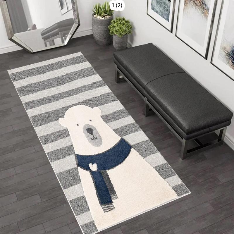 

Cute Cartoon Polar Bear Pattern Area Carpet Mat Rug Home Decoration Adorable Modern Nursery Bedroom Floor Rug Home Carpet 40X120CM