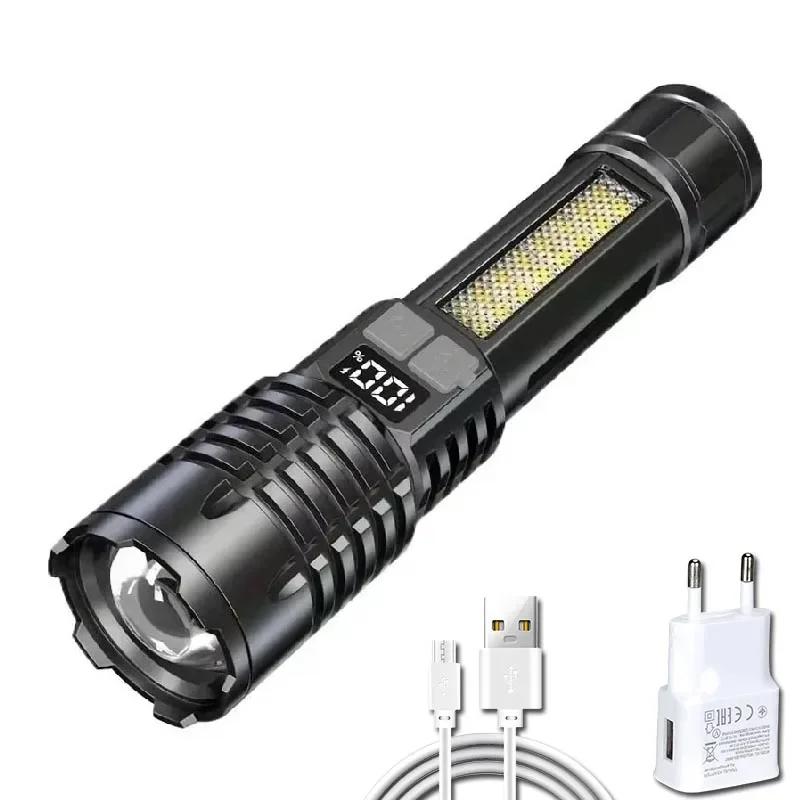 High Power Rechargeable Led Flashlight Very Strong Led Flashlight With Built-in Battery Torch For Fishing Hunting Camping Lanter
