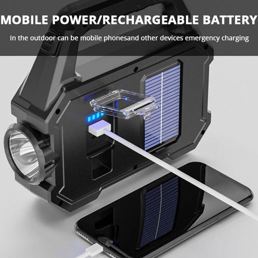 USB Rechargeable Flashlight Waterproof COB/LED Torch Light Portable Powerful Lantern Solar Light for Camping Hiking