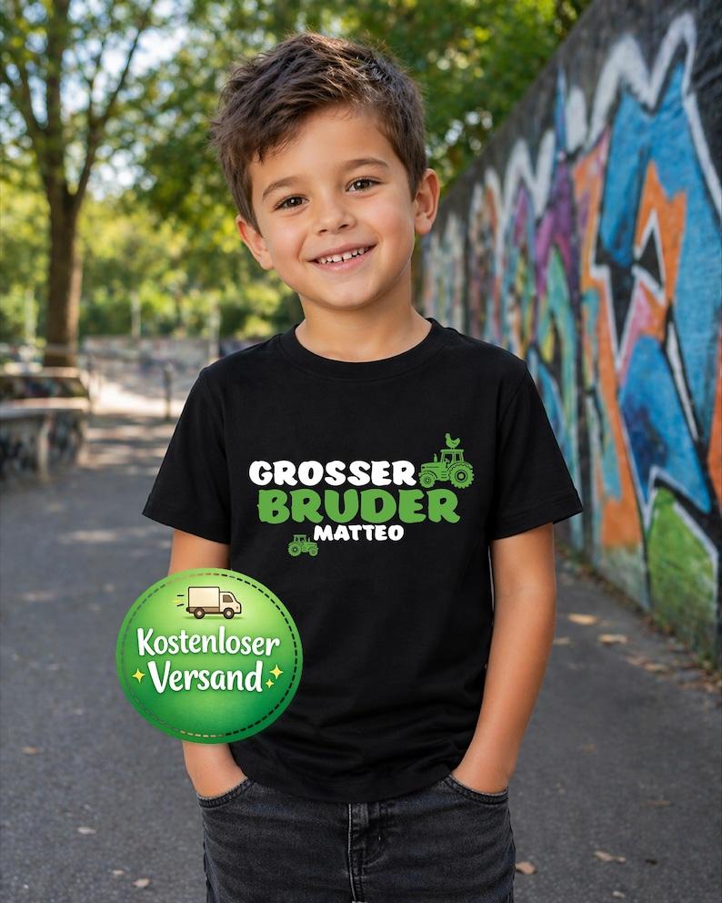 Big Brother T-Shirt Personalized with Name or Date | Pregnancy Announcement | Tractor Kids T-Shirt | Sibling Gift 100