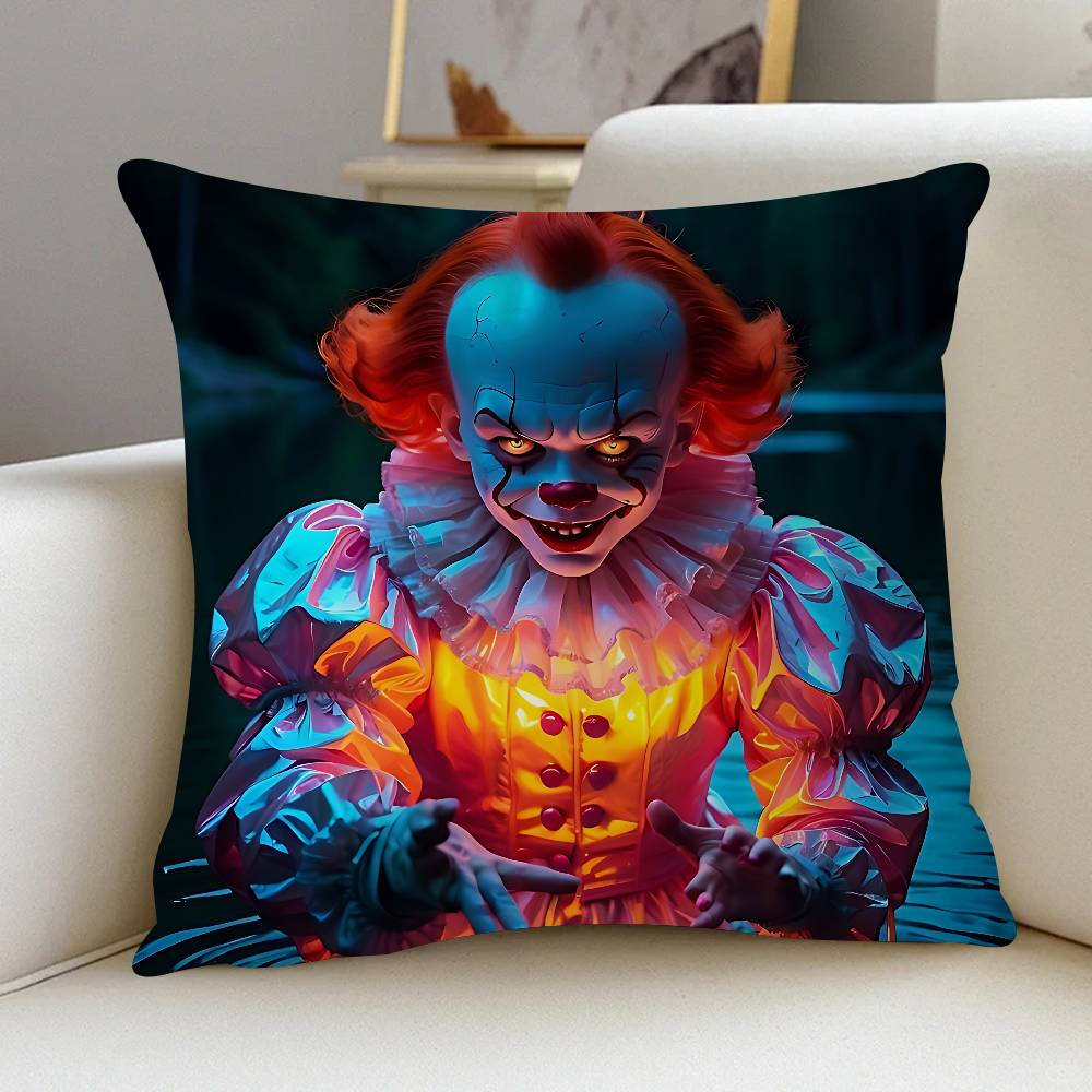 

Horror Film It P-Pennywise Clown Anime Maple Design Cushion Cover Happy Autumn Harvest Decor Holiday Decorati Pillow Cover 16x16Inch